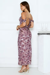Celeste Glow Off Shoulder Maxi Dress Plum