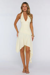 Glowberry Halter Midi Dress Yellow
