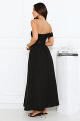 Luxe Whimsy Off Shoulder Maxi Dress Black