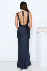 Seen For You Cowl Neck Satin Maxi Dress Dark Navy