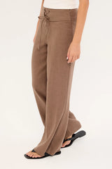 Perfect Stranger Abby Linen Mid Rise Pants Taupe