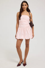 Luck & Trouble Bubble Hem Strapless Mini Dress Light Pink