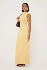 Perfect Stranger Rosewood High Neck Maxi Dress Lemon