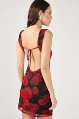 Perfect Stranger La Rosalia Backless Mini Dress Red Print