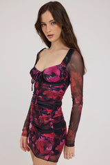 Luck & Trouble Florentina Recycled Mesh Mini Dress Floral Print