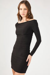 Perfect Stranger Lola Ruched Long Sleeve Mini Dress Black