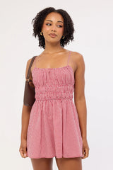 Luck & Trouble Summer Gingham Mini Dress Red Gingham