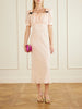 Ruffled bow-embellished silk-jacquard midi dress