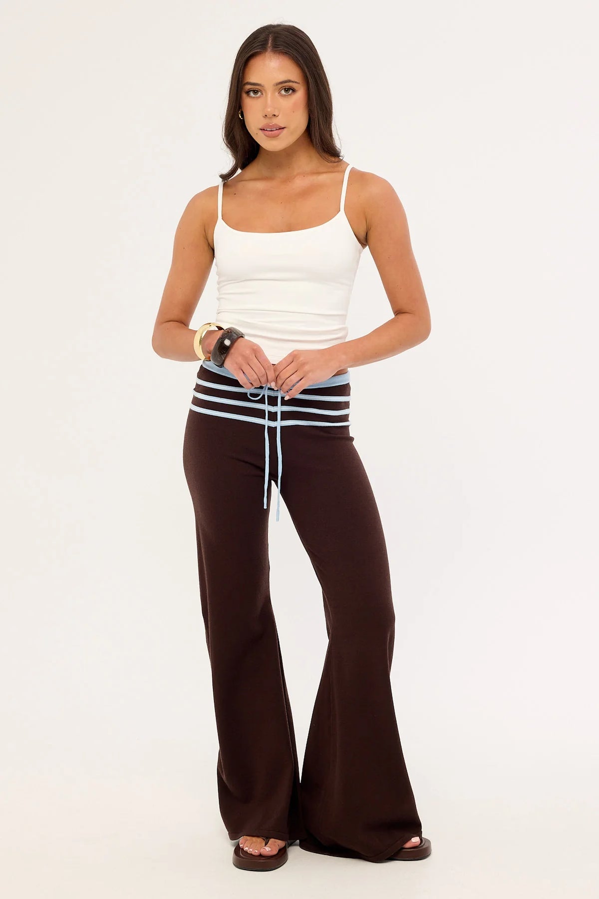 Luck & Trouble Tommi Stripe Knit Pant Brown