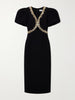 Alexandrite embellished cady midi dress