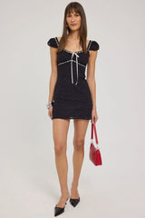 Luck & Trouble Chiara Broderie Mini Dress Black / White
