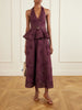 Belted broderie anglaise-trimmed linen and cotton-blend peplum midi dress