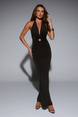 Leading Lady Luxe Halter Maxi Dress Black
