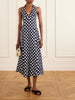 Murano polka-dot linen halterneck midi dress