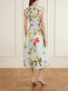 Belted floral-print faille midi dress
