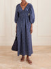 Shirred paisley-print organic cotton midi dress