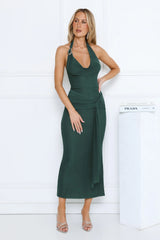 Dusktime Desire Halter Maxi Dress Teal