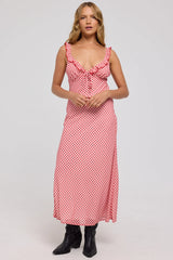 Luck & Trouble Ruby Frill Midi Dress Red Gingham