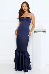 Deep Ocean Strapless Maxi Dress Navy