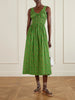 Emmaretta shirred floral-print organic cotton midi dress