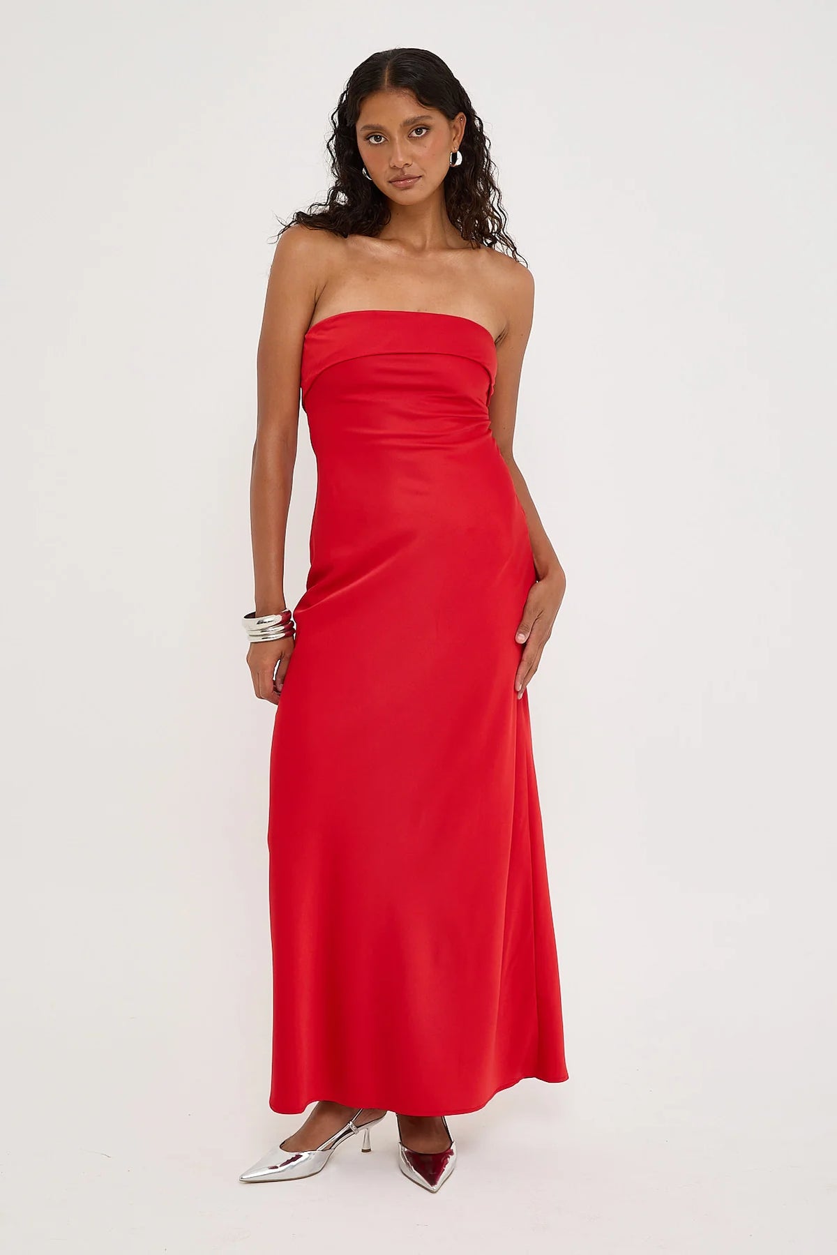 Perfect Stranger Carly Strapless  Maxi Dress Red