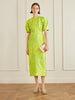 Printed crinkled-satin midi dress