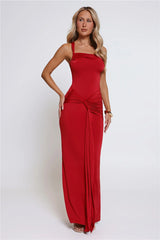 Love This Feeling One Shoulder Maxi Dress Red