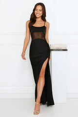 High Definition Satin Maxi Dress Black
