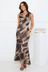 Soft Glow Nights Mesh Maxi Dress Brown