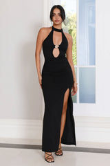 Sultry Secrets Halter Maxi Dress Black