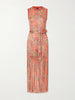 Belted fringed jacquard-knit midi dress