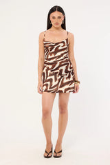 Perfect Stranger Elliot Mini Dress Brown Print