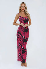 Flower Spark Mesh Maxi Dress Pink