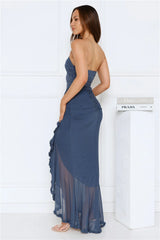 Starlit Seduction Strapless Maxi Dress Navy