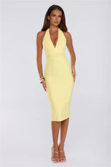 Not Your Girl Bandage Midi Dress Yellow