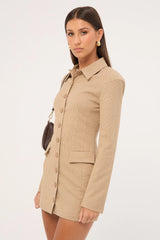 Lioness Cheri Mini Dress Tan Plaid