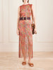 Belted fringed jacquard-knit midi dress