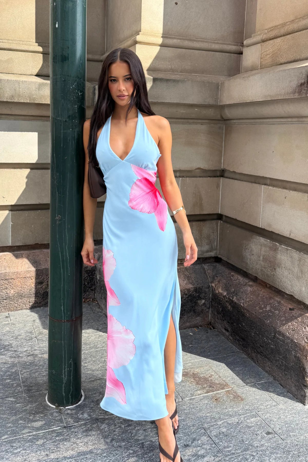 Luck & Trouble Loula Bloom Maxi Dress Light Blue