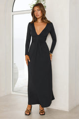 Gatekeep Long Sleeve Maxi Dress Black