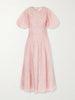Ophelia lace-trimmed crinkled-satin midi dress