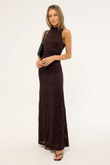 Perfect Stranger Sacha High Neck Maxi Dress Brown