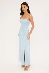 Luck & Trouble Benny Mesh Strapless Maxi Dress Blue