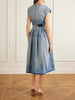 Floral-appliquéd denim midi dress