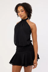 Luck & Trouble Kera Halter Mini Dress Black