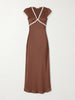 Elvira lace-trimmed satin midi dress
