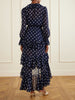 Ruffled tiered polka-dot georgette midi dress
