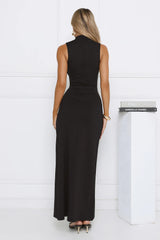 Radiant Petal Maxi Dress Black