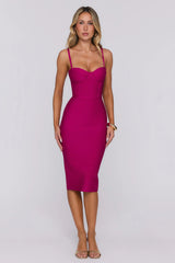 Bodycon Energy Bandage Midi Dress Magenta
