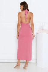 No Sleep Club Halter Maxi Dress Rose