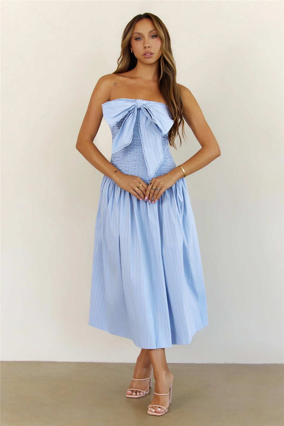 Poolside Whispers Halter Midi Dress Blue